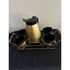 VTG. Thermo Serv CARAFE/4 Coffee Mugs/HOLDING RACK SET